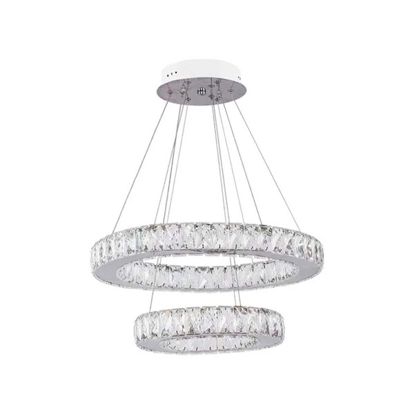 Pendente Metal + Cristal 42w C/ Controle | 3000k/4000k/6000k